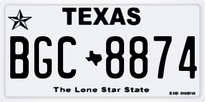 TX license plate BGC8874