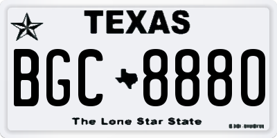 TX license plate BGC8880