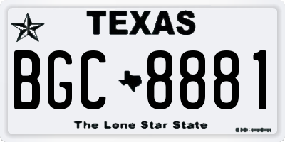 TX license plate BGC8881