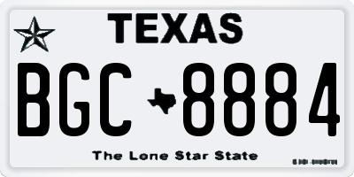 TX license plate BGC8884