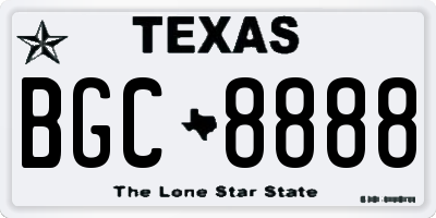 TX license plate BGC8888