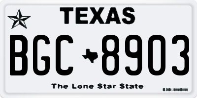 TX license plate BGC8903