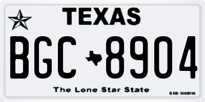 TX license plate BGC8904