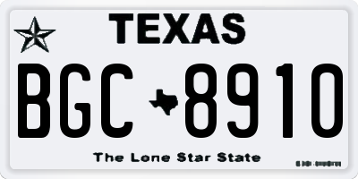 TX license plate BGC8910