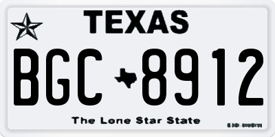 TX license plate BGC8912