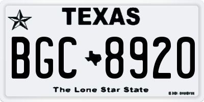 TX license plate BGC8920