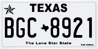 TX license plate BGC8921