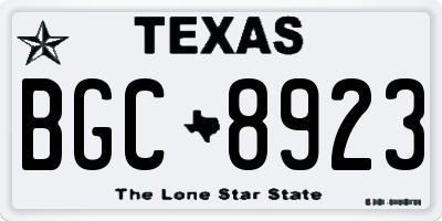 TX license plate BGC8923