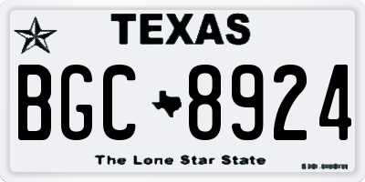 TX license plate BGC8924
