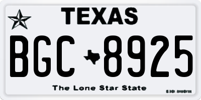 TX license plate BGC8925