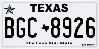 TX license plate BGC8926