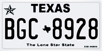 TX license plate BGC8928