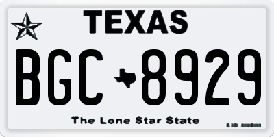 TX license plate BGC8929