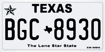 TX license plate BGC8930