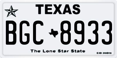 TX license plate BGC8933
