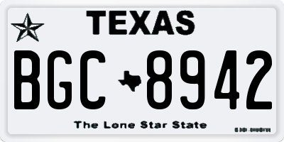 TX license plate BGC8942