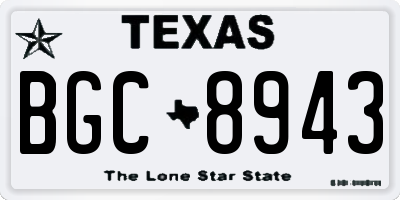 TX license plate BGC8943