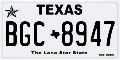 TX license plate BGC8947