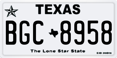 TX license plate BGC8958