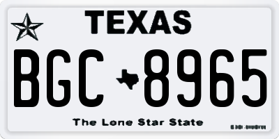 TX license plate BGC8965