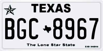 TX license plate BGC8967