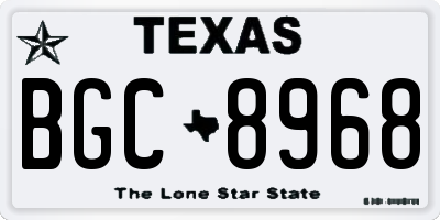 TX license plate BGC8968