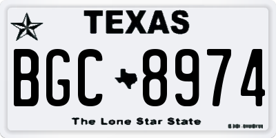 TX license plate BGC8974