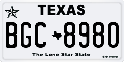 TX license plate BGC8980