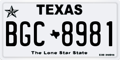 TX license plate BGC8981