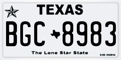 TX license plate BGC8983
