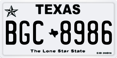TX license plate BGC8986