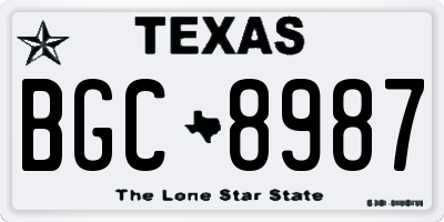 TX license plate BGC8987