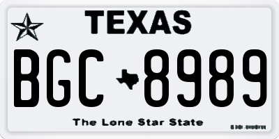 TX license plate BGC8989
