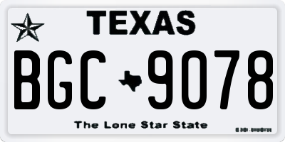 TX license plate BGC9078