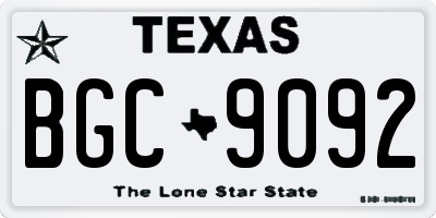 TX license plate BGC9092