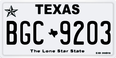 TX license plate BGC9203