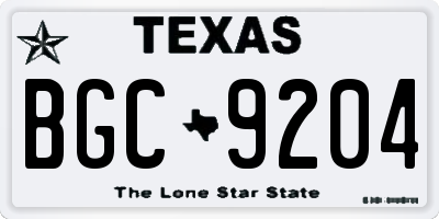 TX license plate BGC9204
