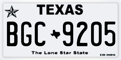 TX license plate BGC9205