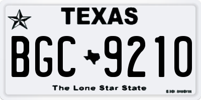 TX license plate BGC9210