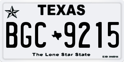 TX license plate BGC9215