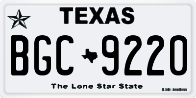 TX license plate BGC9220