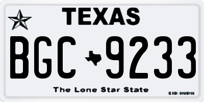 TX license plate BGC9233