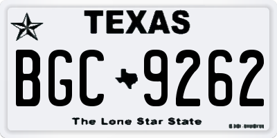 TX license plate BGC9262