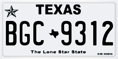 TX license plate BGC9312
