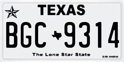 TX license plate BGC9314