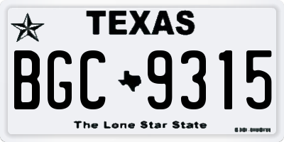 TX license plate BGC9315