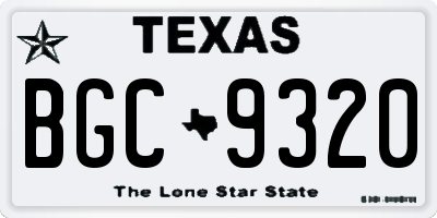 TX license plate BGC9320