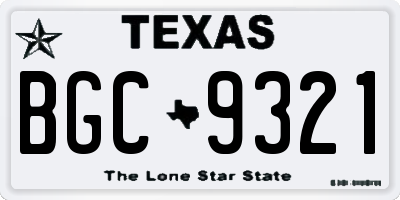 TX license plate BGC9321