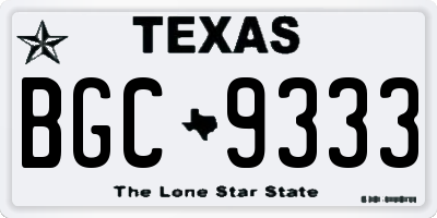TX license plate BGC9333