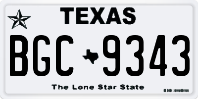 TX license plate BGC9343